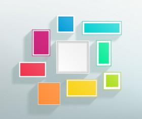Blank colored realistic frames on the wall vector 01