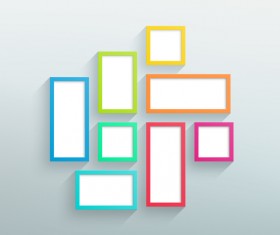 Blank colored realistic frames on the wall vector 02