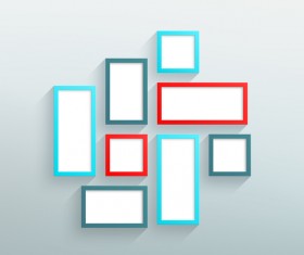 Blank colored realistic frames on the wall vector 03