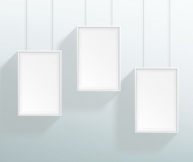 Blank white realistic hanging frames design vector