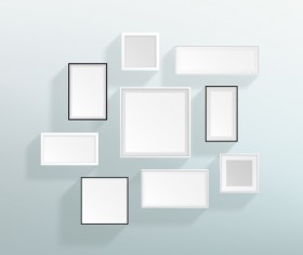 Blank white with black realistic frames on the wall vector