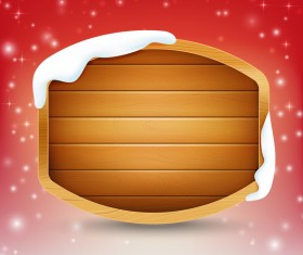 Blank wooden sign with snow and star light vector illustration 01