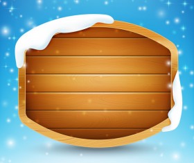 Blank wooden sign with snow and star light vector illustration 02