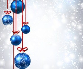 Blue christmas ball shiny background vector