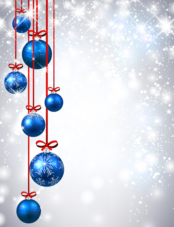 Blue christmas ball shiny background vector