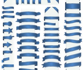 Blue ribbon banners vectors 01