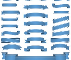 Blue ribbon banners vectors 02