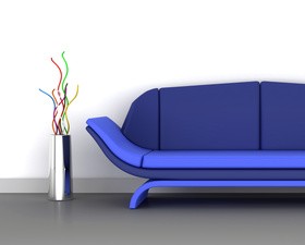 Blue sofa with gray background HD picture