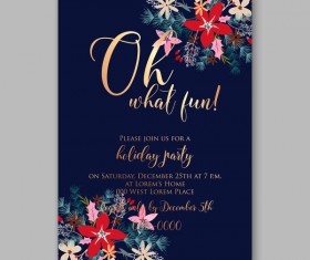 Blue wedding cards template with elegant flower vector 06