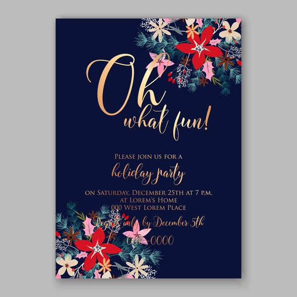Blue wedding cards template with elegant flower vector 06