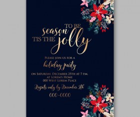 Blue wedding cards template with elegant flower vector 08