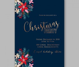 Blue wedding cards template with elegant flower vector 09