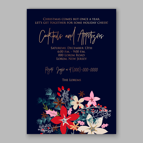 Blue wedding cards template with elegant flower vector 11