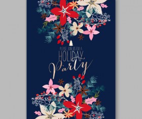Blue wedding cards template with elegant flower vector 12