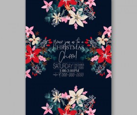 Blue wedding cards template with elegant flower vector 14