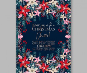 Blue wedding cards template with elegant flower vector 15