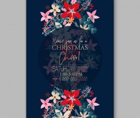 Blue wedding cards template with elegant flower vector 16