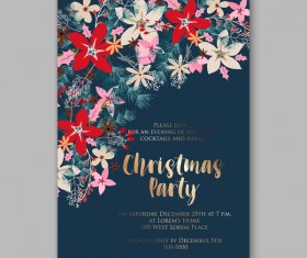 Blue wedding cards template with elegant flower vector 18