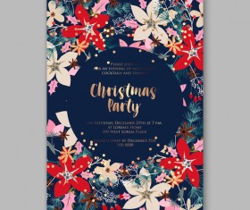 Blue wedding cards template with elegant flower vector 22