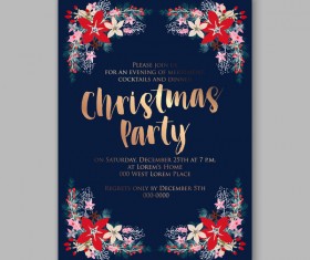 Blue wedding cards template with elegant flower vector 24