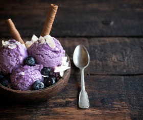 Blueberry dotted with ice cream Stock Photo