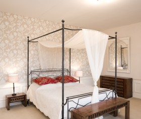 Bright bedroom with bed HD picture 02