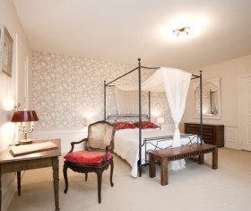 Bright bedroom with bed HD picture 03