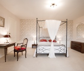 Bright bedroom with bed HD picture 04