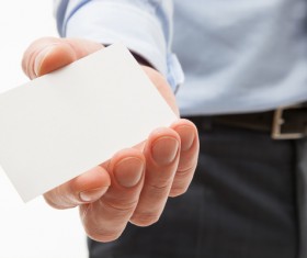 Business people with white card Stock Photo 02