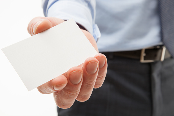 Business people with white card Stock Photo 02