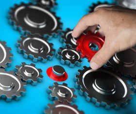 Businessman with red gear
