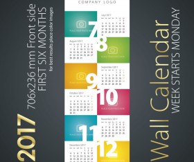 Calendar 2017 next six month color vector