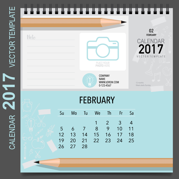 Calendar 2017 vector template set 02