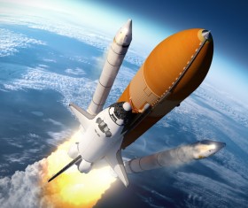 Carrying the space shuttle took off the rocket and the earth
