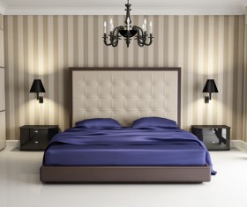 Chic bedroom with black wall lamp HD picture