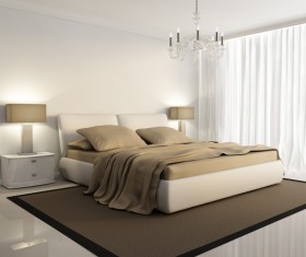 Chic bedroom with wall lamp and chandelier HD picture