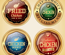 Chicken menus badge golden vector