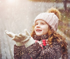 Children in winter outdoor snow Stock Photo