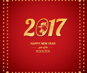 Chinese New Year 2017 with Rooster and red background vector 06