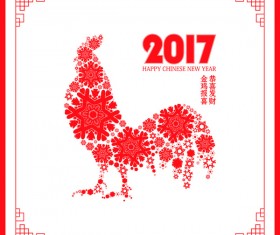 Chinese rooster year with new year 2017 vector material 01