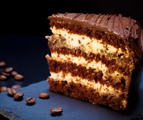 Chocolate cake with desktop chocolate beans