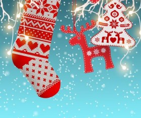 Chrishtmas snow background with light bulb and gift vector