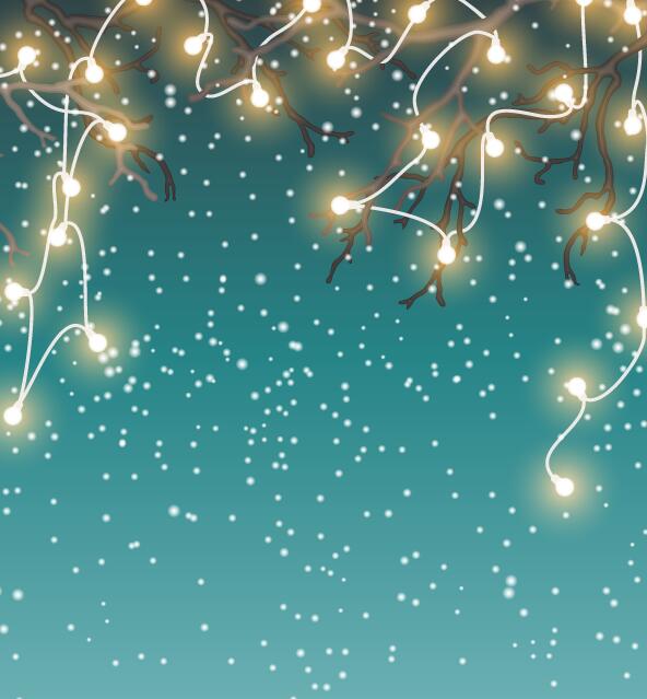 Chrishtmas winter background with light bulb vector 01