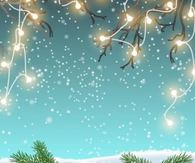 Chrishtmas winter background with light bulb vector 02
