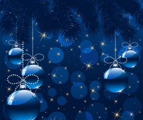 Christmas background with blue balls vector material