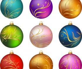 Christmas ball with golden decor floral vector