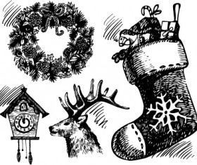 Christmas baubles decor hand drawing vector 01