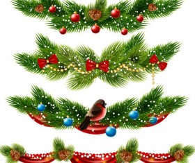 Christmas borders decor vectors set 01