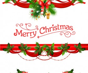 Christmas borders decor vectors set 03