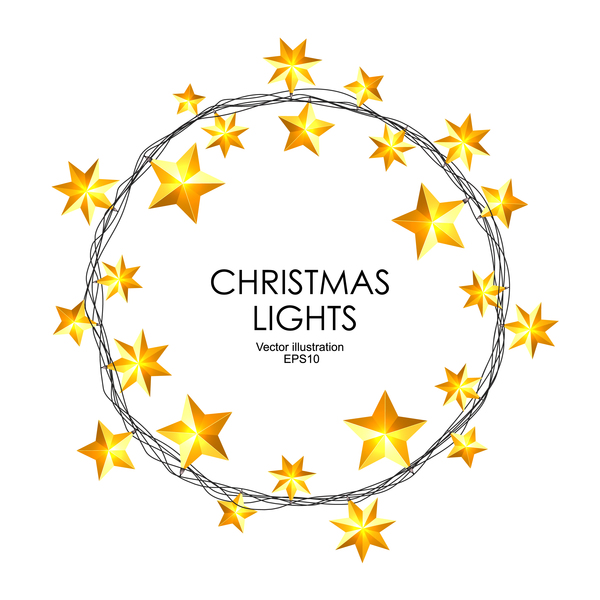 Christmas frame with gold stars vector